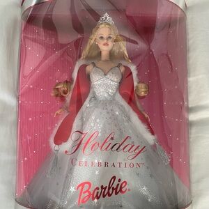 2001 Holiday Celebration Barbie in Sparkling Silver and Festive Red, NRFB